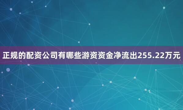 正规的配资公司有哪些游资资金净流出255.22万元