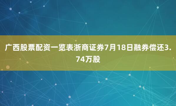 广西股票配资一览表浙商证券7月18日融券偿还3.74万股
